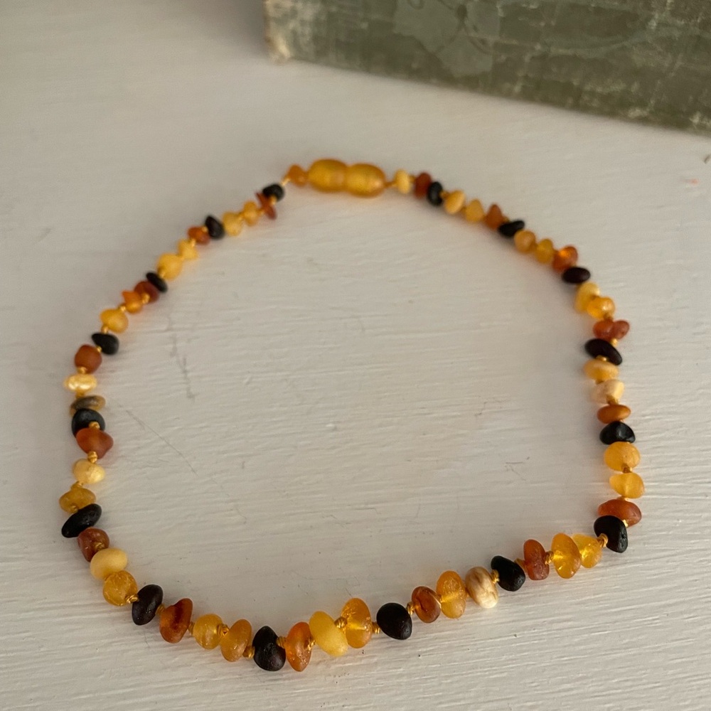 Hand Knotted Raw Baltic Amber Baby Teething Necklace